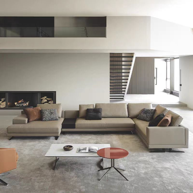 Accessible luxury genuine leather sofa imperial slot l-shaped first layer cowhide art living room sofa italian small apartment corner sofa