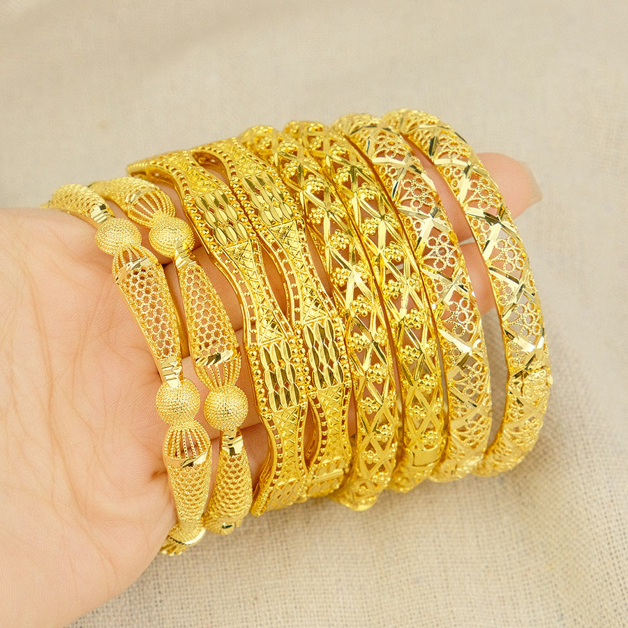 middle eastern women's charm flower bracelet 24k dubai ethiopian san francisco bridal jewelry party