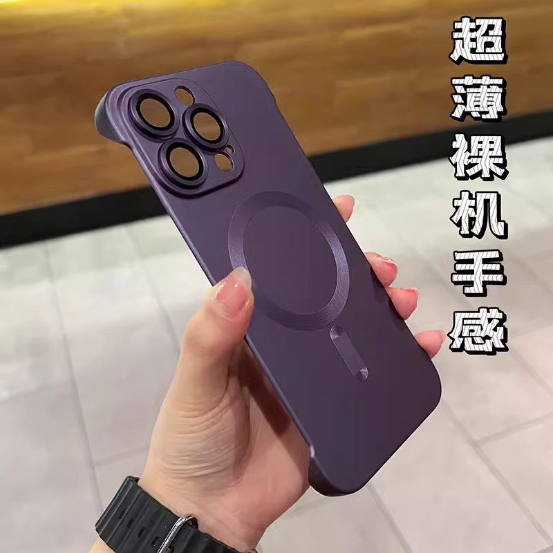 Ultra-thin frameless metallic paint magnetic suction suitable for iphone17pro mobile phone case apple 15 lens film protective cover