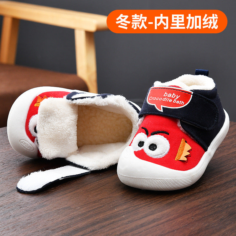 Toddler shoes for baby boys and girls, autumn/winter infant shoes, fleece-lined and thickened, soft-soled cotton shoes for babies and toddlers aged 0-1 to 2 years old
