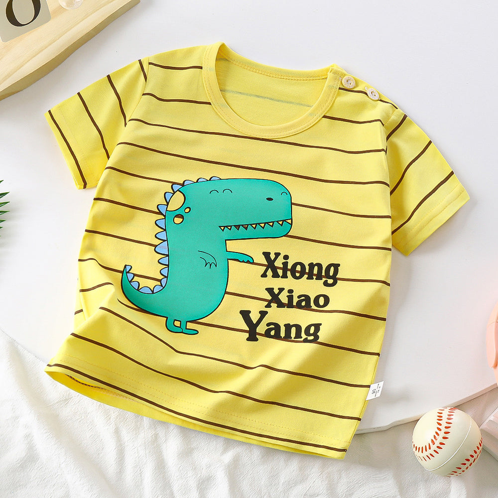 Kids' short-sleeve pure cotton summer new arrivals : boys' t-shirts, baby cartoon girls' short-sleeve korean style tops, children's clothing