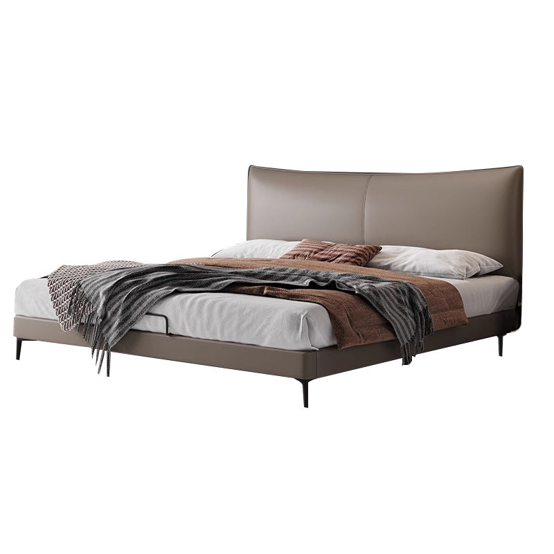 New arrival ultra-thin bedside genuine leather bed italianaccessible luxury master bedroom doubleclassy time-increasing flying wedding bed bedroom leather bed