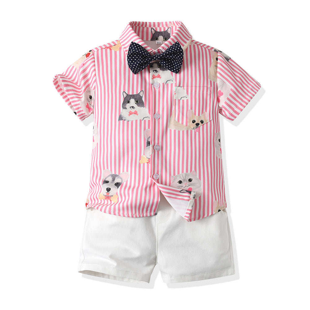 boys printingsuit cotton kidsloose thin cool summer floral shirt boys shirt spring and summer