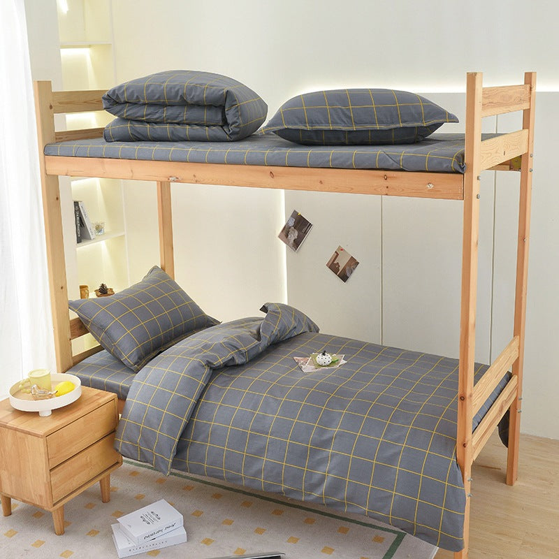 Student dormitory quilt cover three-piece bed sheet pure cotton single bed children's bed quilt cover simple four-season universal 3