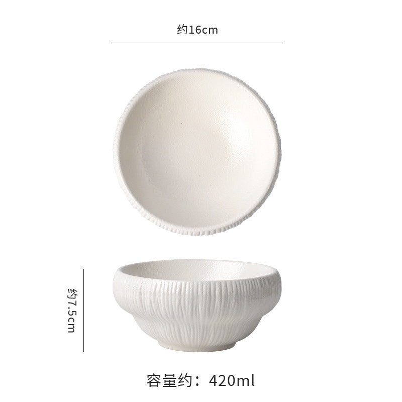 Personalized creative ceramic bowl for home rice bowl ceramic black and white dessert bowl one-person soup bowl noodle bowl