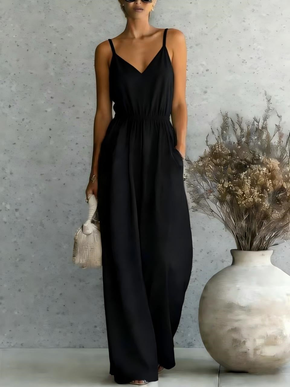 fashion cross-border hot style summer women's suspender one-piece casual wide-leg pants