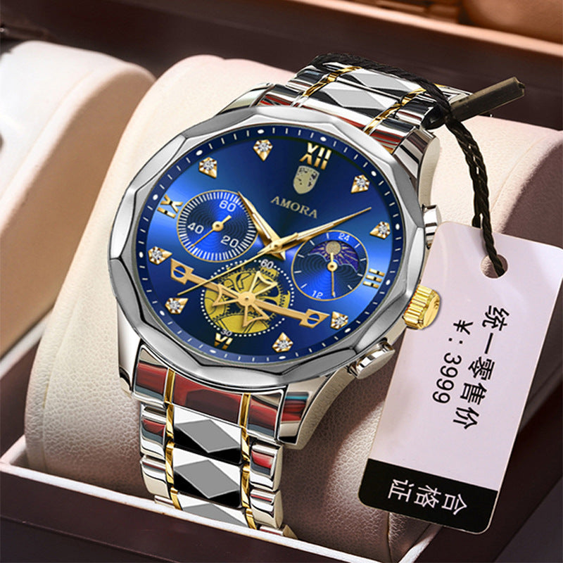 New fashion business men's watch - stylish and trendy design, non-mechanical, waterproof, luminous men's wristwatch