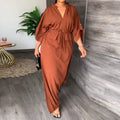 cross-border e-commerce women's fashion: european and american summer new arrivals - elegant, chic, solid color high-waisted tie-waist dress
