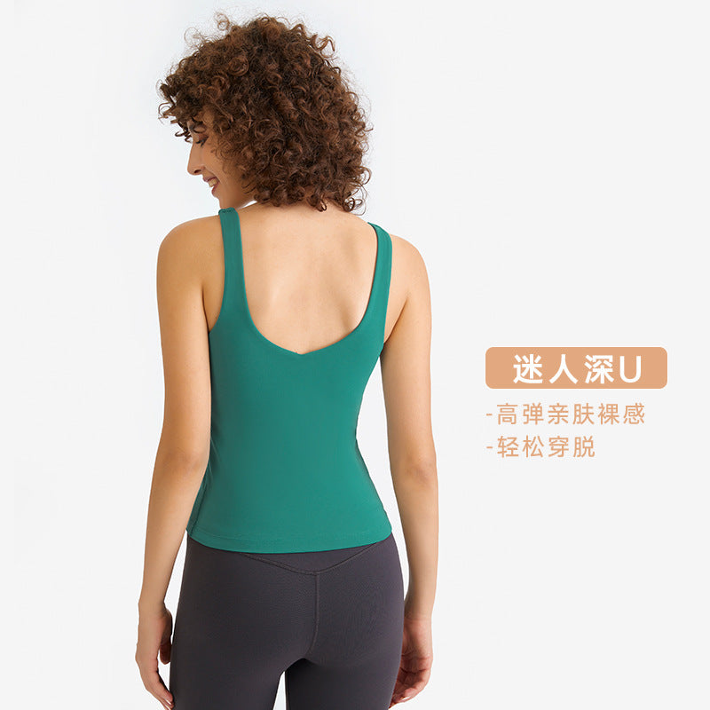 Factory direct sales new arrival yoga clothes women's beautiful straps chest pads long running sports yoga vest in stockdt138