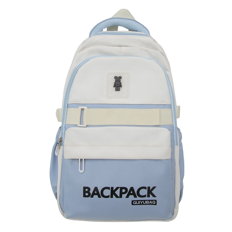 New junior high school schoolbag, college student strong wear-resistant simple backpack, fashion trend, middle school student waterproof backpack