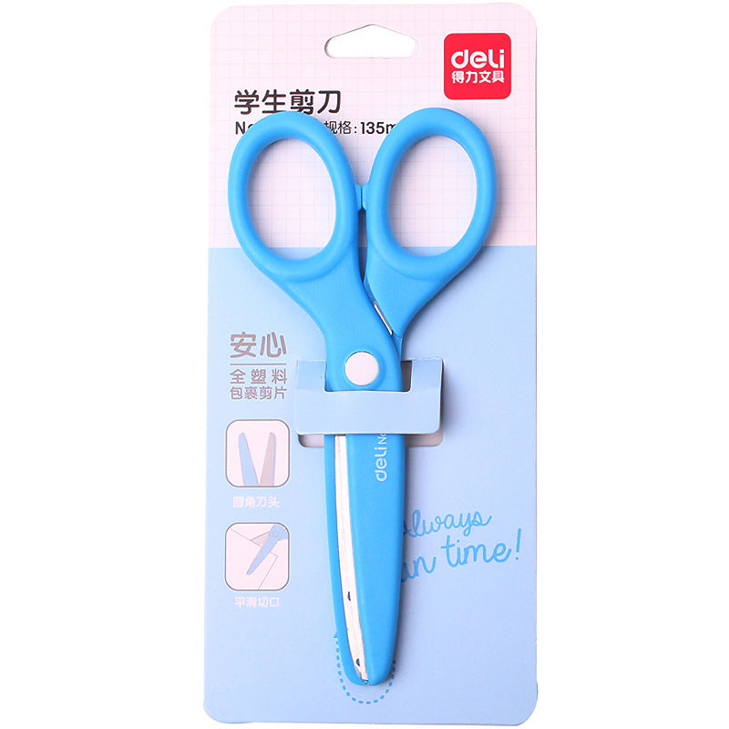 Deli 6023 Children's and students' handmade origami scissors with sheath are safe and do not hurt hands. Kindergarten scissors small scissors