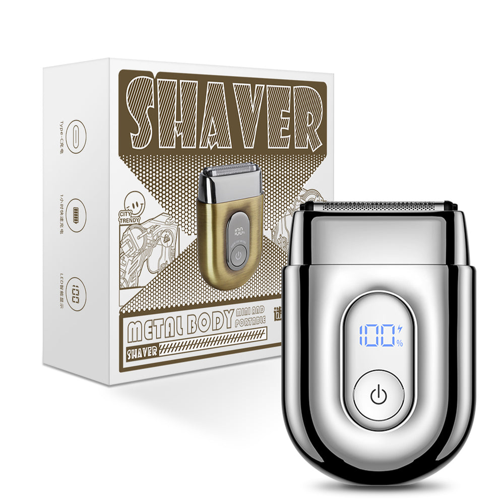 Mini alloy electric shaver reciprocating washable digital display fast charging travel portable razor beard trimmer cross-border