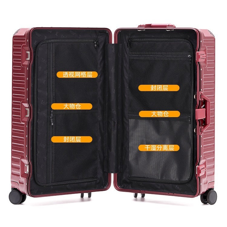 Lee large-capacity suitcase women's 20-inch boarding trolley case aluminum frame universal wheel suitcase 30-inch password bag