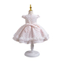 European and american new style airplane sleeve children's formal dress lace princess dress baby girl first birthday dress flower girl