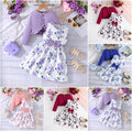 spring/autumn collection: girls' colorful sundress + solid color cardigan - stylish and elegant new arrival for little ladies