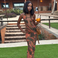 European and american style cross-border printed summer women's fashion vacation casual bodycon mini dress backless sleeveless maxi dress