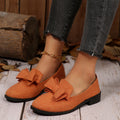 plus size round toe low heel small flats women's spring & fallnew arrivalelegant thick heel slip-on fashion pure color loafers