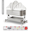 Aluminum alloy baby crib convertible to big bed, multifunctional portable folding children's bed, newborn baby bed with changing table