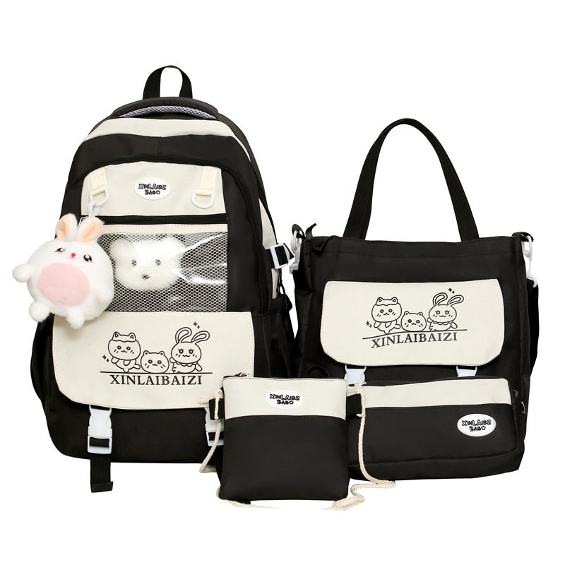 New schoolbag girls primary and secondary school students cute high-value backpack lightweight versatile large-capacity Oxford cloth backpack