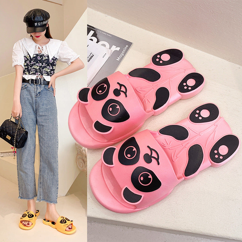 Panda parent-child slippers women's summer new style cute children's sandals non-slip home shoes cartoon internet celebrity beach shoes