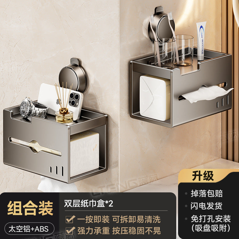 Household toilet suction cup toilet paper rack bathroom toilet tissue box non-punching wall hanging toilet paper storage box