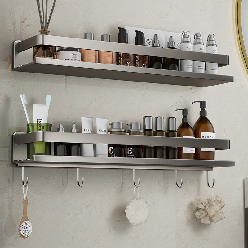 Removable and washable space aluminum bathroom rack Wall-mounted non-punching bathroom cosmetic storage rack Factory direct sales