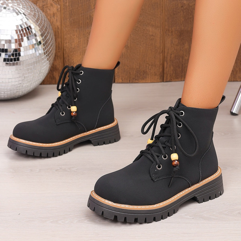 new arrival: plus-size women's boots for cross-border e-commerce – fleece-lined square heel martin boots, wholesale women's casual ankle boots for autumn/winter