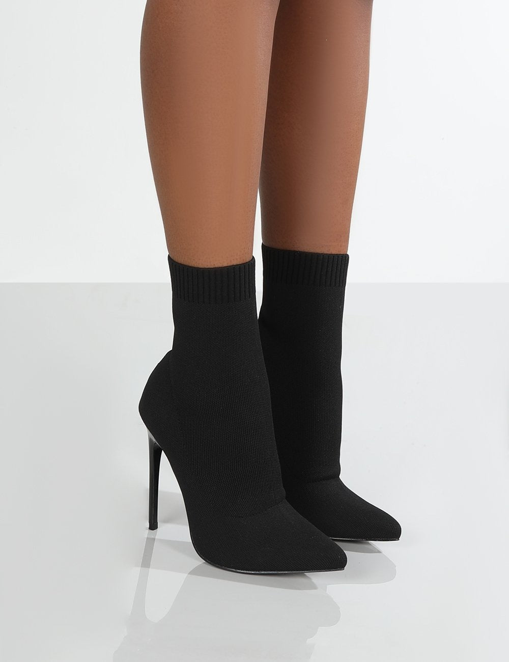 Exportplus sizefashion autumn style in stock pointed toe knitting knee socks high heel stiletto women's boots fly knit women's elastic sock boots