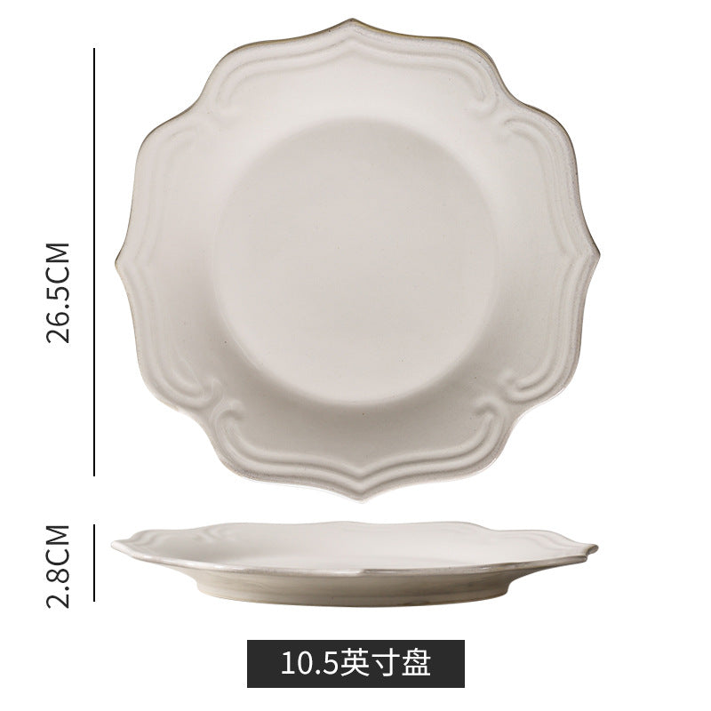 European retro ceramic western dinnerware restaurant hotel home use steak plate high-value unique ceramic plate dish