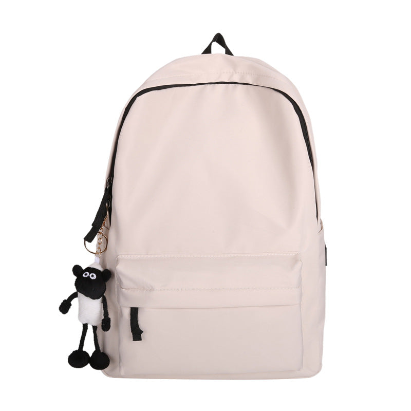 Backpack Men's Simple Large Capacity Travel Backpack Women's Casual Solid Color Japanese Junior High School Student Elementary School Bag Men's