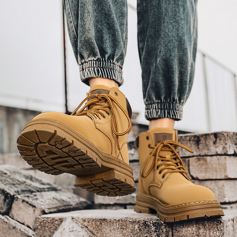 Men's safety boots - spring collection: durable, wear-resistant construction boots for work sites, waterproof, slip-resistant, hiking, and outdoor activities