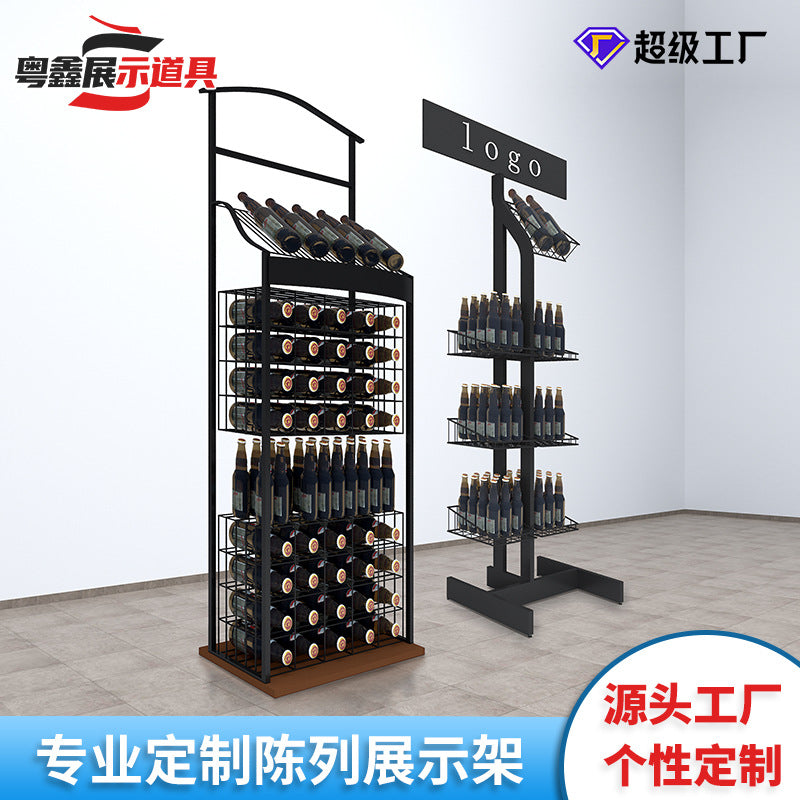 Customized Beverage Shelves Wrought Iron Metal Display Racks Supermarket Convenience Store Food Toys Multi-layer Shelves
