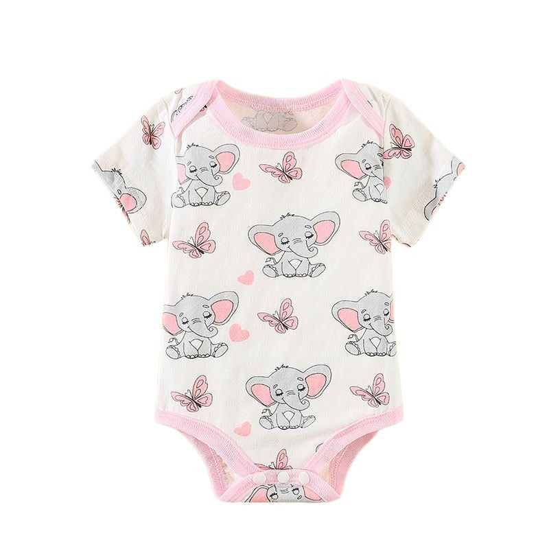 Baby romper spring autum triangle crawling short-sleeved male and female baby cotton 0-1 year old jumpsuit girl butt wrap