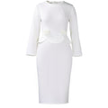 C8642 women's foreign trade dress,  autumn/winter new collection, fashionable round neck long sleeve solid color 3d floral european and american style dress