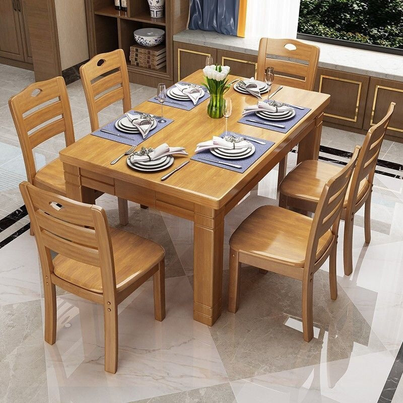 Quwang solid wood dining table and chair combination rectangular casual western dining table small apartment dining table chinoiseriefor home dining table
