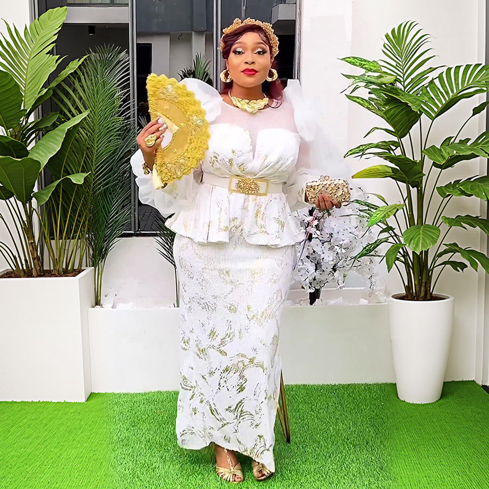 European and american cross-border e-commerce african women's plus size dress  fashion sequin christmas party dress