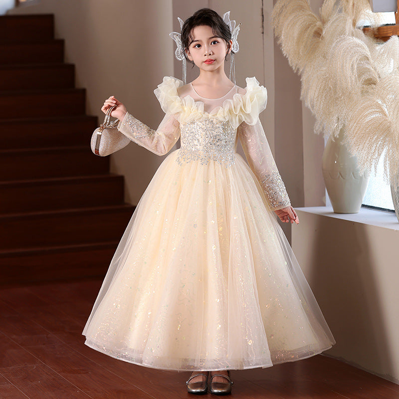 Girls' evening gown princess dress - new  birthday tutu dress for hosts, piano performances, and stage shows
