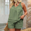 plus sizepure colortwo-piece setv neckhalterloose belly-covering vest texture layeredcasual