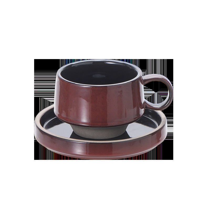 Retro style japanese coffee cup and saucer kiln-turned ceramic cup and saucer high-looking afternoon tea cup latte coffee cup and saucer