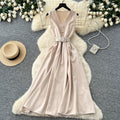 Qianjin wind sleeveless waist pure desire dress women's summer single breasted high waist a-line skirt work clothingelegantclassy