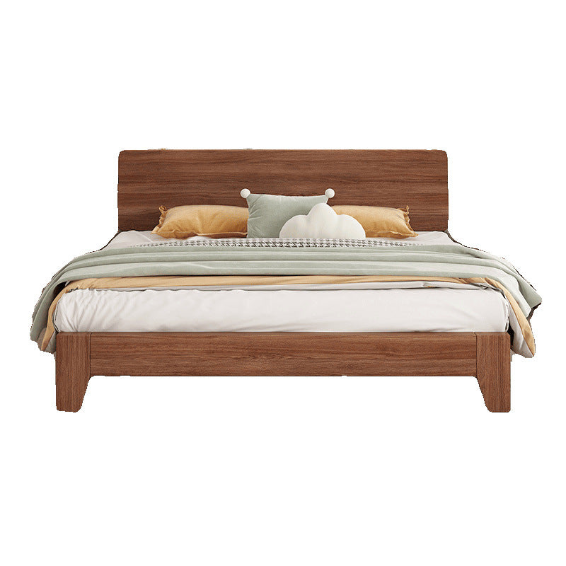 Solid wood bed walnut 1.8 meters modern simple double 1.5 master bedroom bed 1.2m single bed wedding bed storage bed