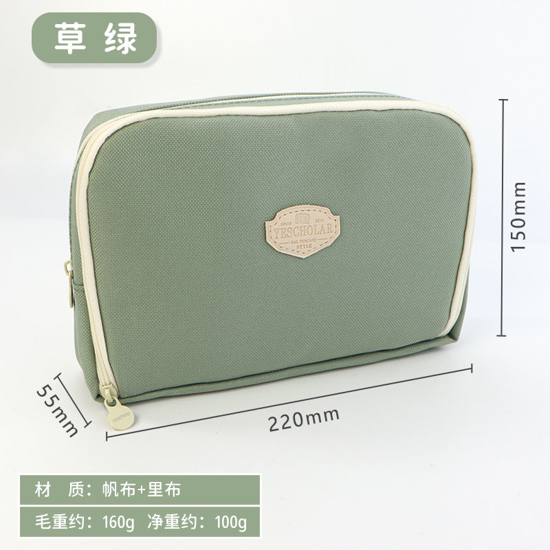 Cross-border  student pencil bag, simple Japanese stationery bag ins large-capacity female high-value handbook stationery box