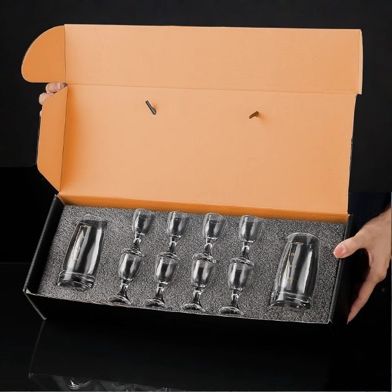 High-end white wine glass suitfor home gift-giving crystal gold tracing liquor glass wine dispenser small one-cup gift box