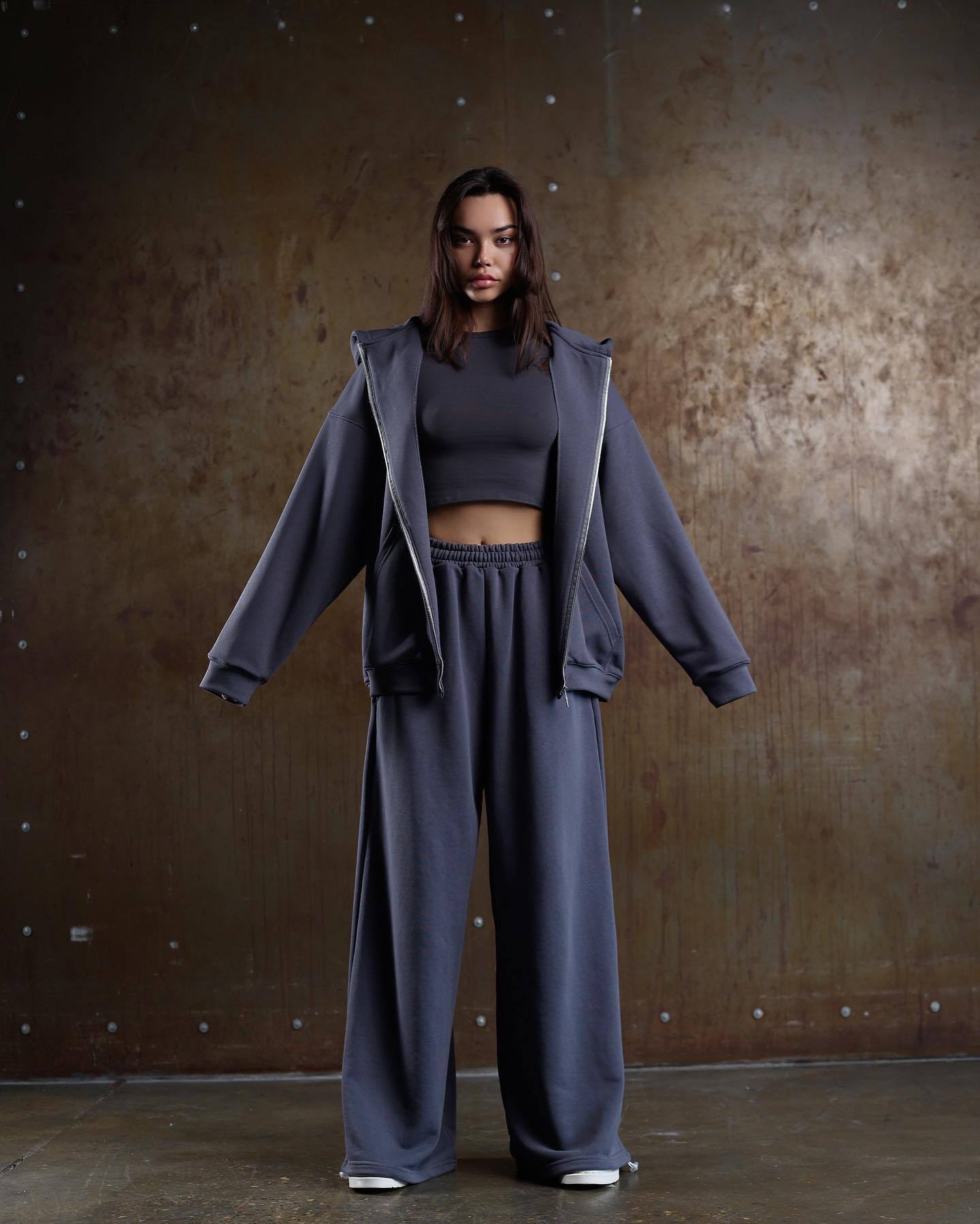 European and American Independent Station New Women's Suit Casual Hooded Long Sleeve Sweater Cardigan Pants Suit Fashion Suit Women