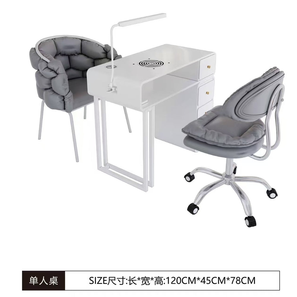 Widened 45cm, same price: iron sheet, baked enamel, odorless, multifunctional nail table - trendy, light luxury, cream-colored nail table