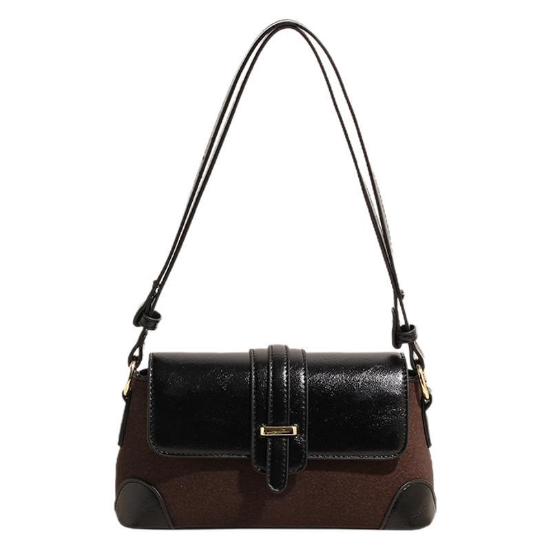 New high-texture French retro shoulder bag temperament versatile commuter bag niche design color matching fashion underarm bag