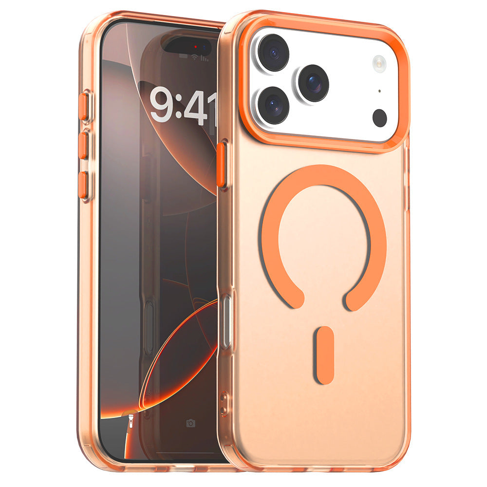 Double-layer imd candy color magnetic suction suitable for iphone17promax mobile phone case apple 15/14 frosted anti-fall case