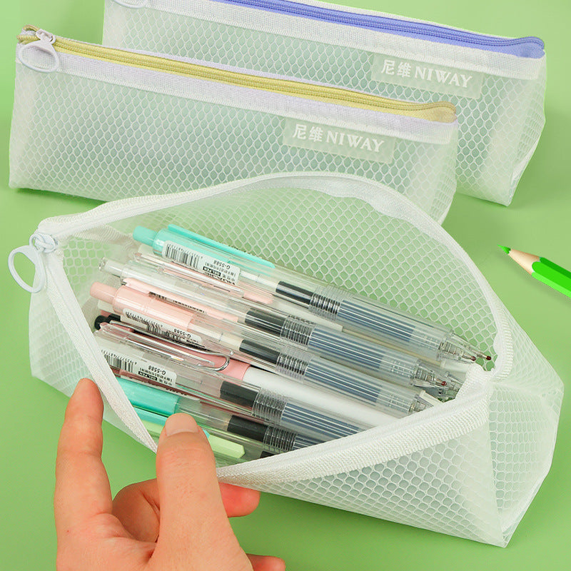 Waterproof and dirt-resistant transparent pencil bag Pencil bag Student high-value stationery bag Large capacity simple storage bag Examination bag