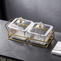 [with lid] transparent 2-compartment fruit plate + iron frame, thickened plastic