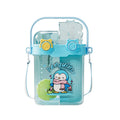 Kids' dual-drink water bottle - square straw sippy cup for school, portable crossbody punk water bottle for boys and girls